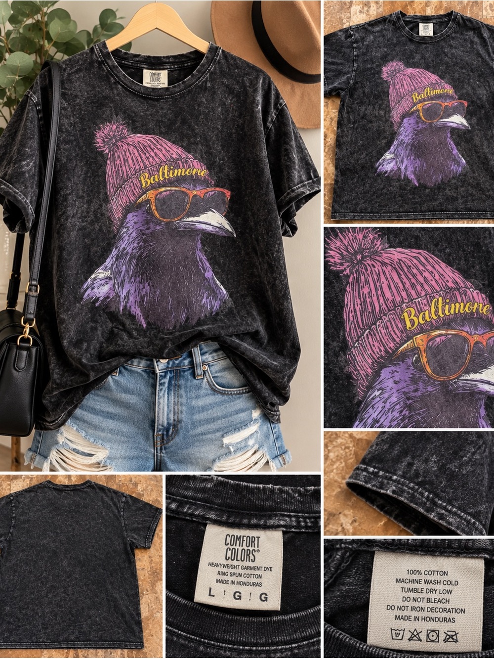 Baltimore Ravens Comfort Colors Graphic Tee Large